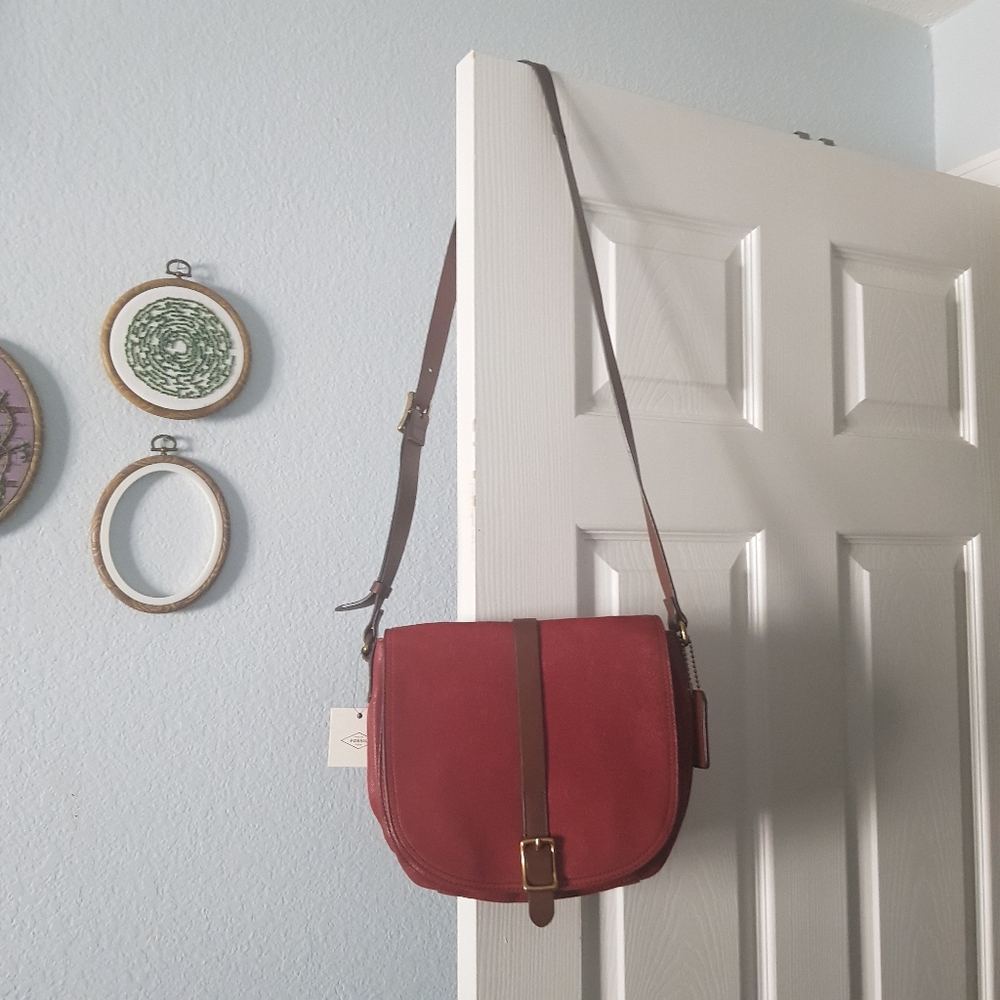 Fossil Red Leather Crossbody NWT